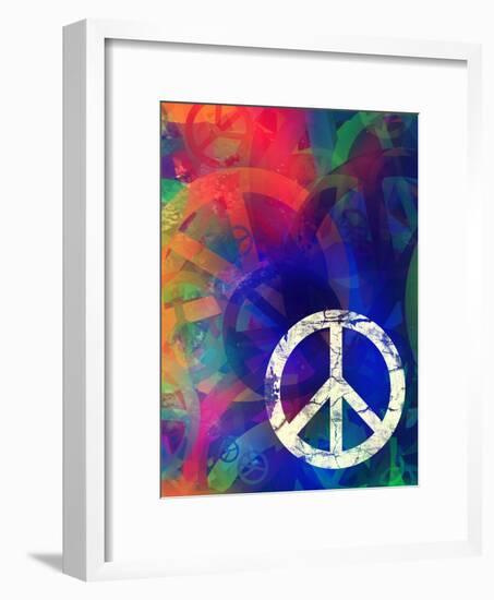 Computer Designed Highly Detailed Grunge Abstract Textured Collage - Peace Background-Gordan-Framed Art Print