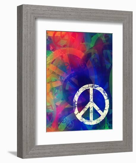 Computer Designed Highly Detailed Grunge Abstract Textured Collage - Peace Background-Gordan-Framed Art Print