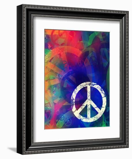 Computer Designed Highly Detailed Grunge Abstract Textured Collage - Peace Background-Gordan-Framed Art Print