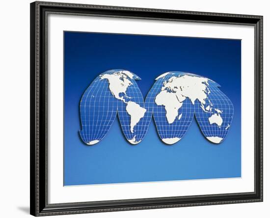 Computer Generated World Map-Chris Rogers-Framed Photographic Print