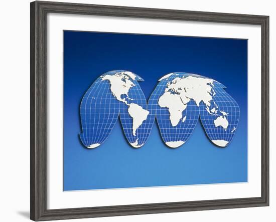 Computer Generated World Map-Chris Rogers-Framed Photographic Print