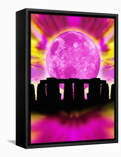 Computer Illustration of Stonehenge And the Moon-Victor Habbick-Framed Premier Image Canvas