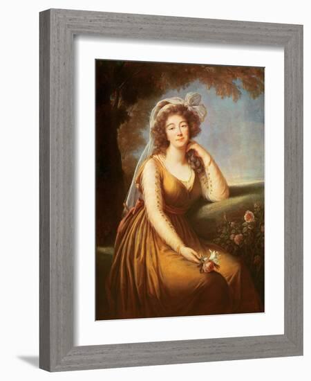 Comtesse Du Barry, Holding a Rose-Elisabeth Louise Vigee-LeBrun-Framed Giclee Print