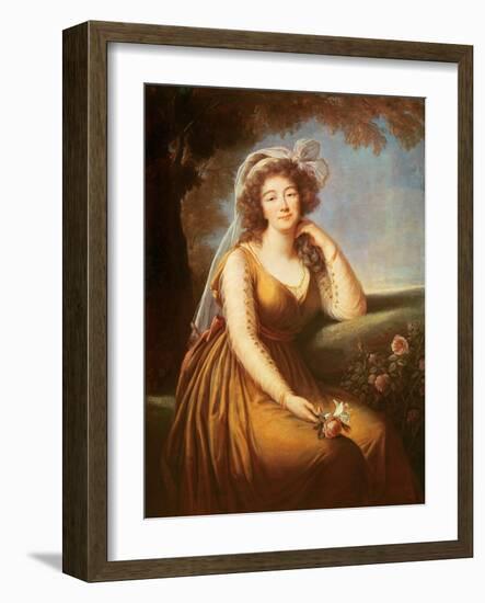 Comtesse Du Barry, Holding a Rose-Elisabeth Louise Vigee-LeBrun-Framed Giclee Print