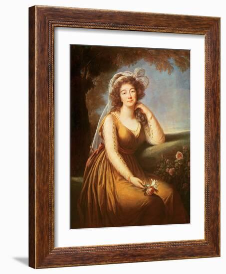 Comtesse Du Barry, Holding a Rose-Elisabeth Louise Vigee-LeBrun-Framed Giclee Print