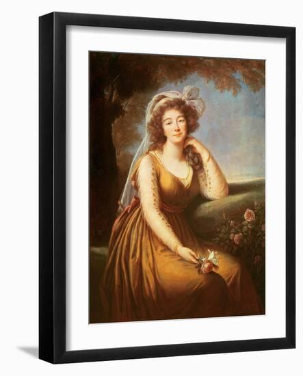 Comtesse Du Barry, Holding a Rose-Elisabeth Louise Vigee-LeBrun-Framed Giclee Print