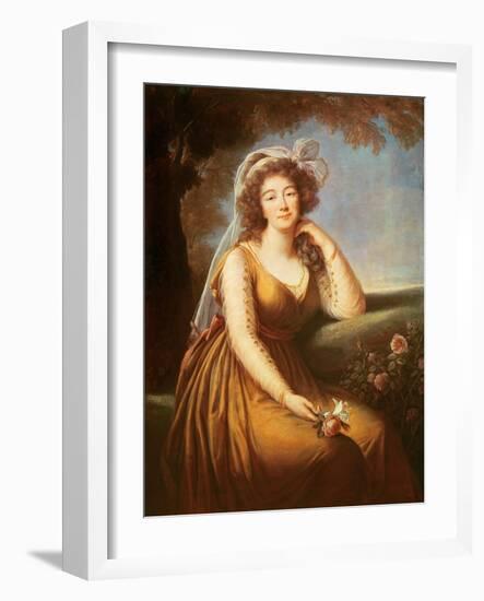 Comtesse Du Barry, Holding a Rose-Elisabeth Louise Vigee-LeBrun-Framed Giclee Print