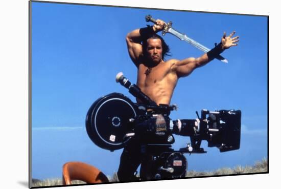 Conan the Barbarian 1982 Directed by John Milius on the Set, Arnold Schwarzenegger.-null-Mounted Photo