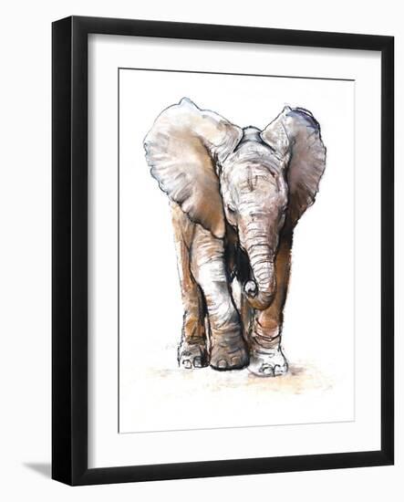 Concentration (Baby Elephant), 2018 (Conté and Pastel on Paper)-Mark Adlington-Framed Giclee Print