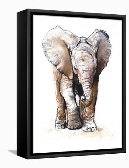 Concentration (Baby Elephant), 2018 (Conté and Pastel on Paper)-Mark Adlington-Framed Premier Image Canvas