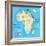 Concept Design Map of African Continent with Animals Drawing in Funny Cartoon Style for Kids and Pr-Dunhill-Framed Art Print