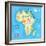 Concept Design Map of African Continent with Animals Drawing in Funny Cartoon Style for Kids and Pr-Dunhill-Framed Art Print