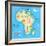 Concept Design Map of African Continent with Animals Drawing in Funny Cartoon Style for Kids and Pr-Dunhill-Framed Art Print
