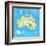 Concept Design Map of Australian Continent with Animals Drawing in Funny Cartoon Style for Kids And-Dunhill-Framed Art Print