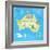 Concept Design Map of Australian Continent with Animals Drawing in Funny Cartoon Style for Kids And-Dunhill-Framed Art Print