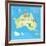 Concept Design Map of Australian Continent with Animals Drawing in Funny Cartoon Style for Kids And-Dunhill-Framed Art Print