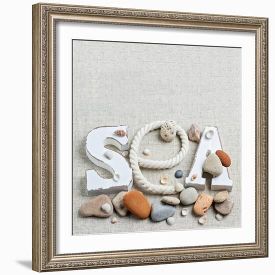 Concept of Summer Time with Sea Shells and Stones-Julia Photographer-Framed Photographic Print