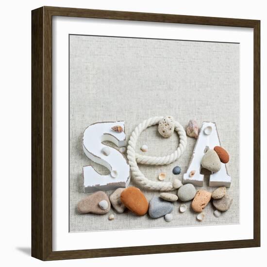 Concept of Summer Time with Sea Shells and Stones-Julia Photographer-Framed Photographic Print