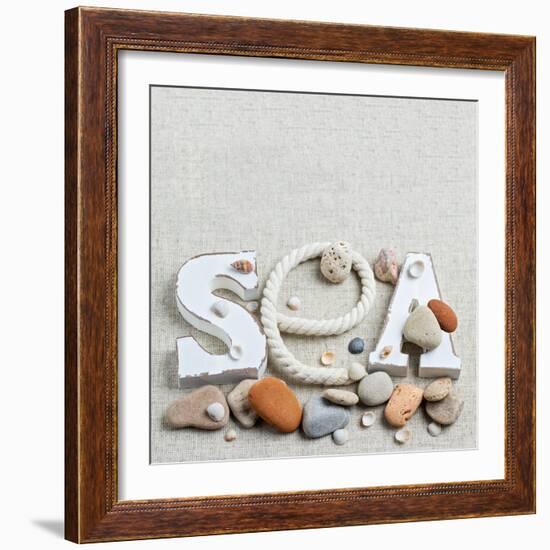 Concept of Summer Time with Sea Shells and Stones-Julia Photographer-Framed Photographic Print