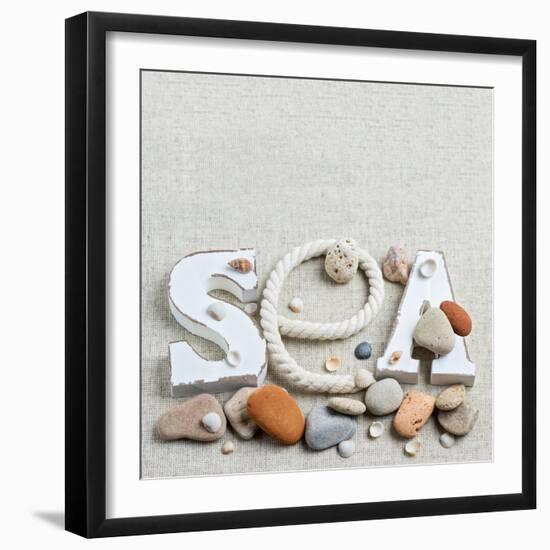 Concept of Summer Time with Sea Shells and Stones-Julia Photographer-Framed Photographic Print