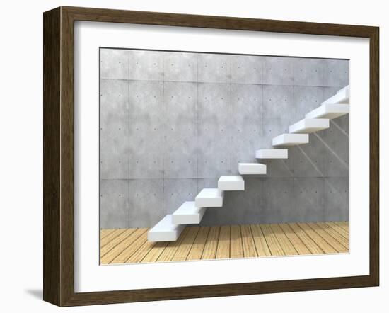 Concept Or Conceptual White Stone Or Concrete Stair Or Steps-bestdesign36-Framed Photographic Print