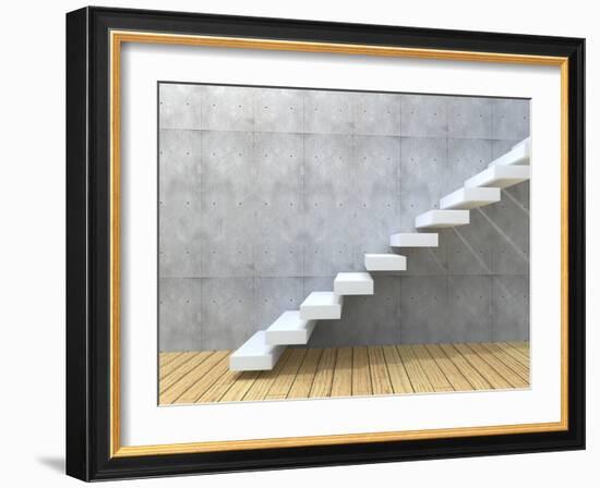 Concept Or Conceptual White Stone Or Concrete Stair Or Steps-bestdesign36-Framed Photographic Print