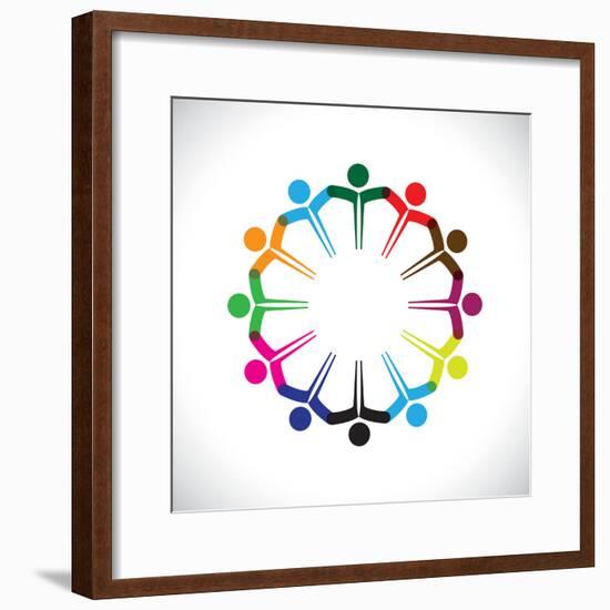 Concept Vector Graphic- People or Kids Icons with Hands Together-smarnad-Framed Premium Giclee Print