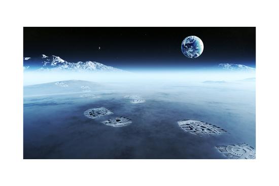 Conceptual Artwork Of Mankind Exploring Space And Alien Planets Footprints Are The Evidence Left B Art Print Johan Swanepoel Art Com