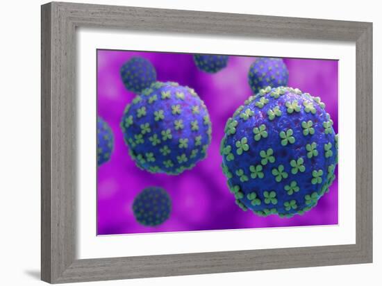 Conceptual biomedical illustration of the Hantaan virus.-Stocktrek Images-Framed Art Print