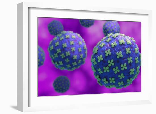 Conceptual biomedical illustration of the Hantaan virus.-Stocktrek Images-Framed Art Print
