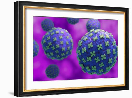 Conceptual biomedical illustration of the Hantaan virus.-Stocktrek Images-Framed Art Print