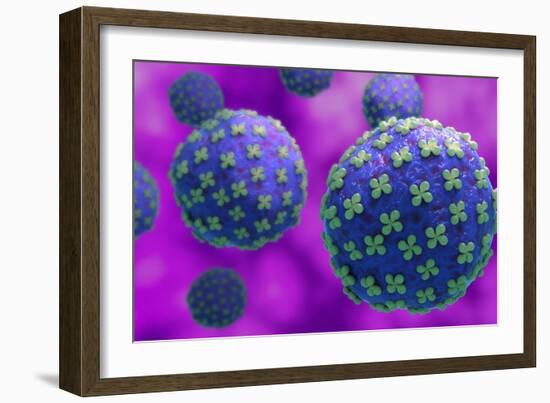 Conceptual biomedical illustration of the Hantaan virus.-Stocktrek Images-Framed Premium Giclee Print