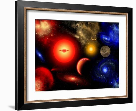 Conceptual Image of Binary Star Systems That are Found Throughout Our Galaxy-Stocktrek Images-Framed Photographic Print