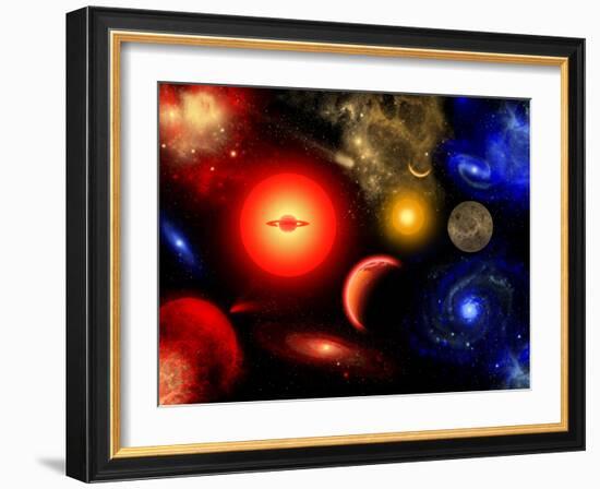Conceptual Image of Binary Star Systems That are Found Throughout Our Galaxy-Stocktrek Images-Framed Photographic Print