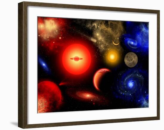 Conceptual Image of Binary Star Systems That are Found Throughout Our Galaxy-Stocktrek Images-Framed Photographic Print