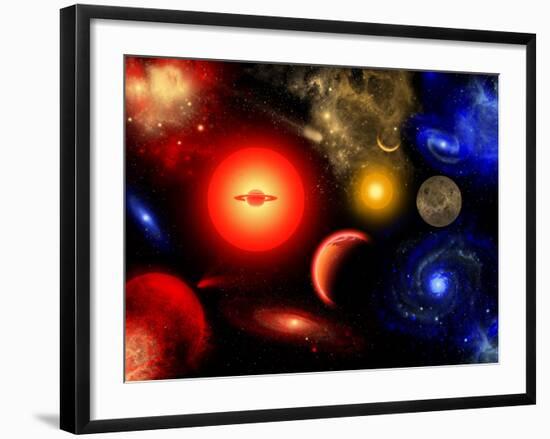 Conceptual Image of Binary Star Systems That are Found Throughout Our Galaxy-Stocktrek Images-Framed Photographic Print