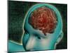 Conceptual Image of Female Body with Brain, Side View-null-Mounted Art Print