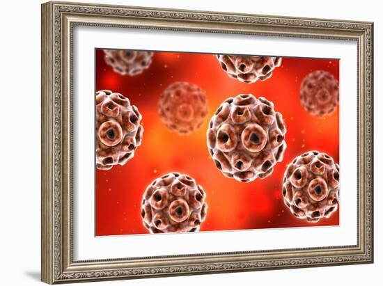 Conceptual image of the human papillomavirus infection virus.-Stocktrek Images-Framed Art Print