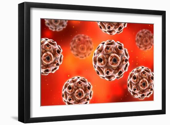 Conceptual image of the human papillomavirus infection virus.-Stocktrek Images-Framed Art Print
