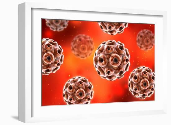 Conceptual image of the human papillomavirus infection virus.-Stocktrek Images-Framed Art Print