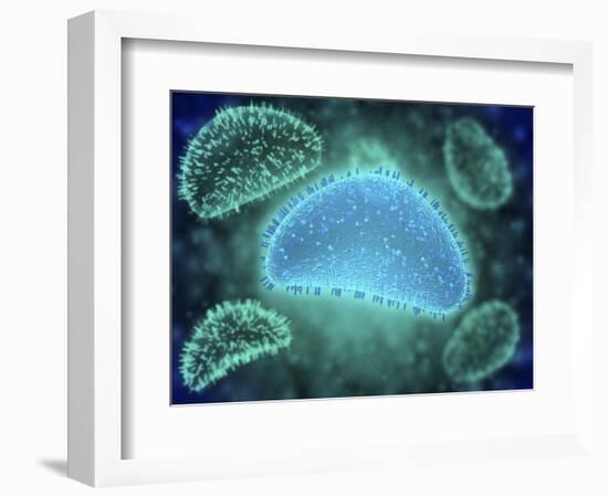 Conceptual Image of the Influenza Causing Flu Virus-null-Framed Art Print