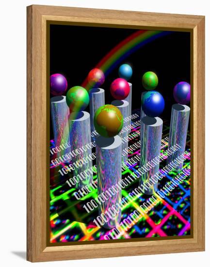 Conceptual Image of the World Wide Web & Internet-Victor Habbick-Framed Premier Image Canvas