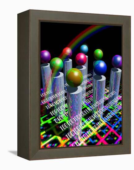 Conceptual Image of the World Wide Web & Internet-Victor Habbick-Framed Premier Image Canvas