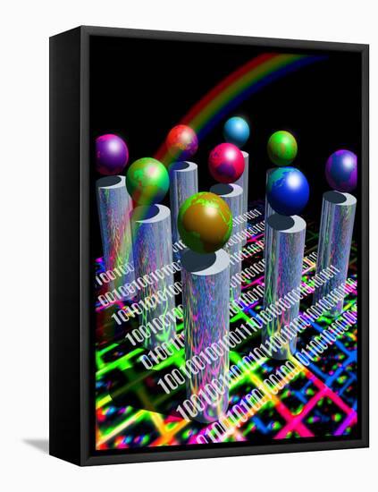 Conceptual Image of the World Wide Web & Internet-Victor Habbick-Framed Premier Image Canvas