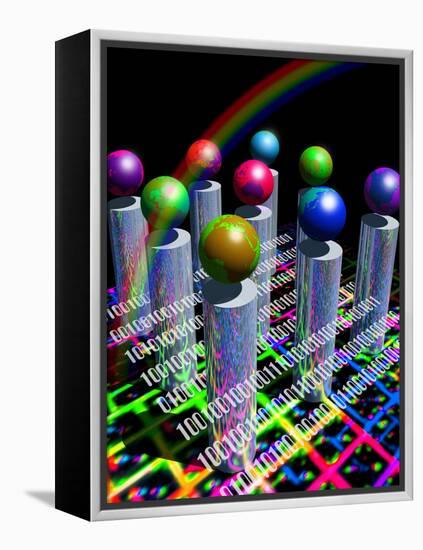 Conceptual Image of the World Wide Web & Internet-Victor Habbick-Framed Premier Image Canvas