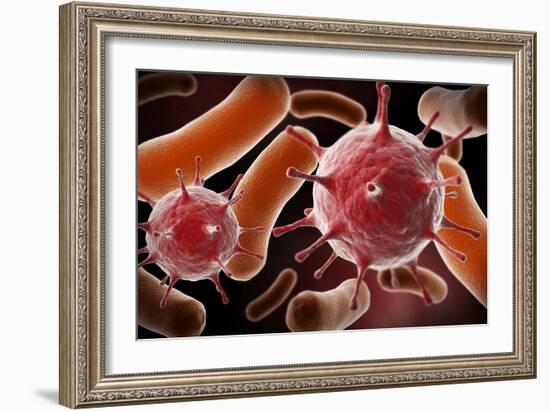 Conceptual image of virus and bacteria.-Stocktrek Images-Framed Art Print