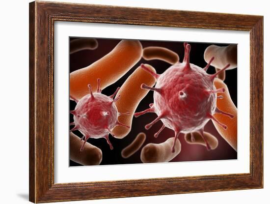 Conceptual image of virus and bacteria.-Stocktrek Images-Framed Art Print