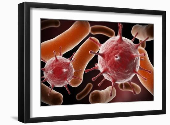 Conceptual image of virus and bacteria.-Stocktrek Images-Framed Art Print