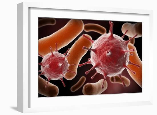 Conceptual image of virus and bacteria.-Stocktrek Images-Framed Art Print