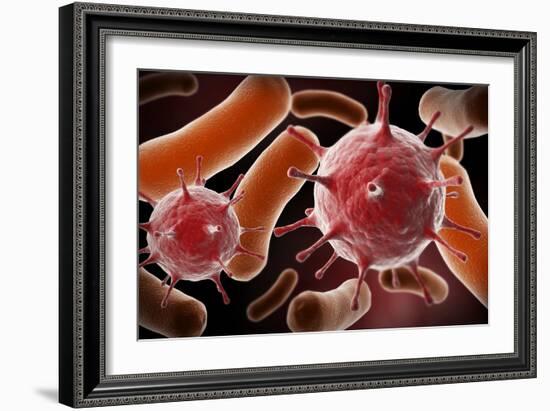 Conceptual image of virus and bacteria.-Stocktrek Images-Framed Art Print
